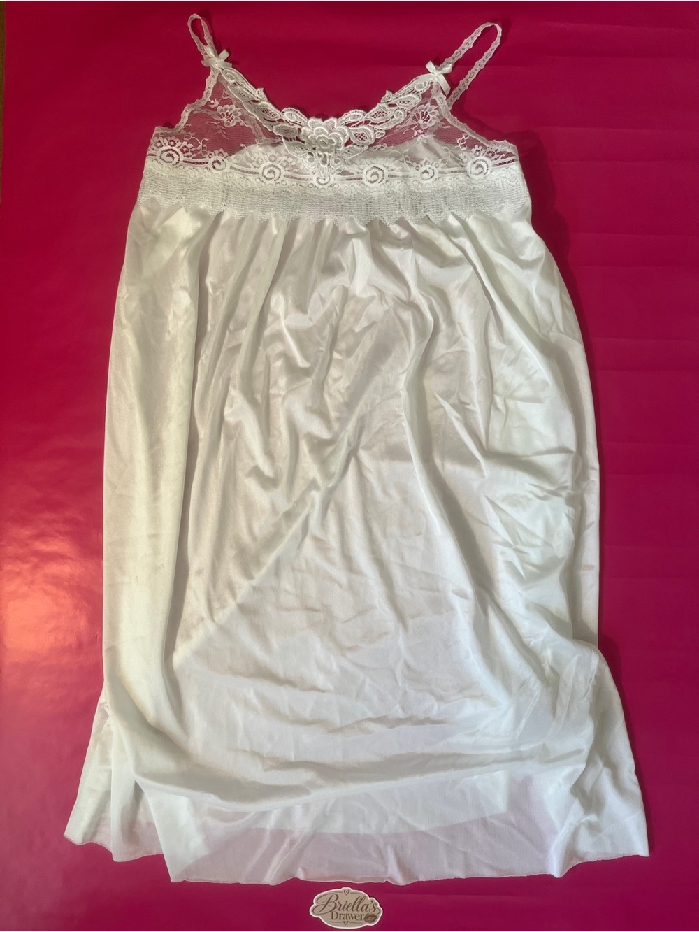 White Lace Trim Slip Nightdress